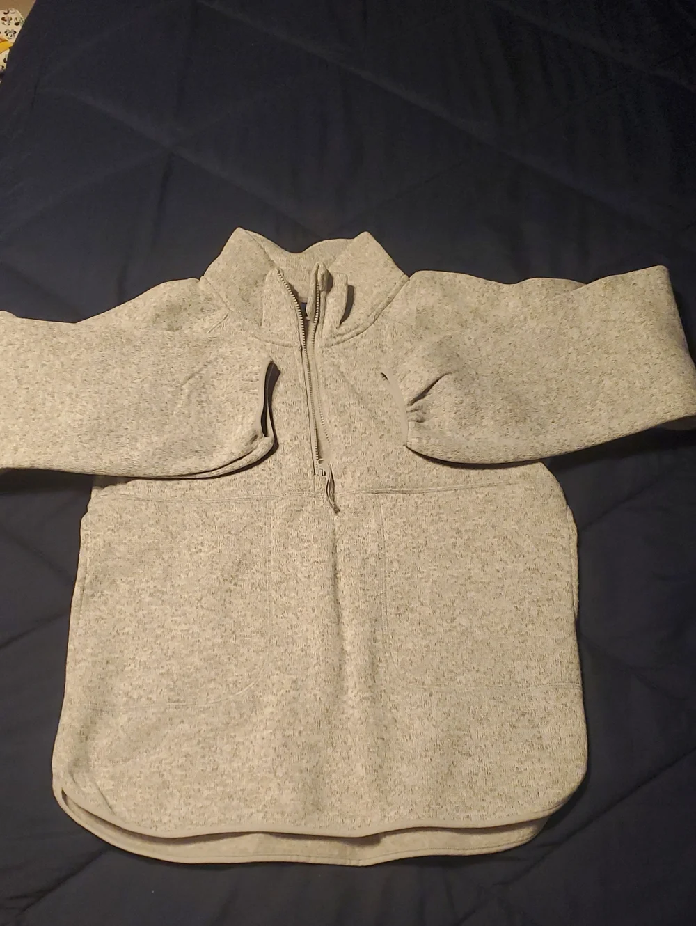 Girl's Light Gray Half-Zip Sweater Pullover